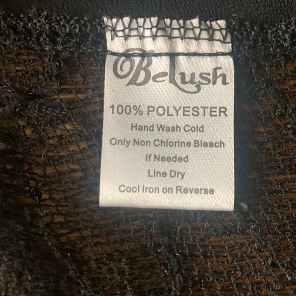 Belush Sheer Mixed Textured Lace Front Top XL Black w/ Gold Accents #116H - Picture 9 of 10